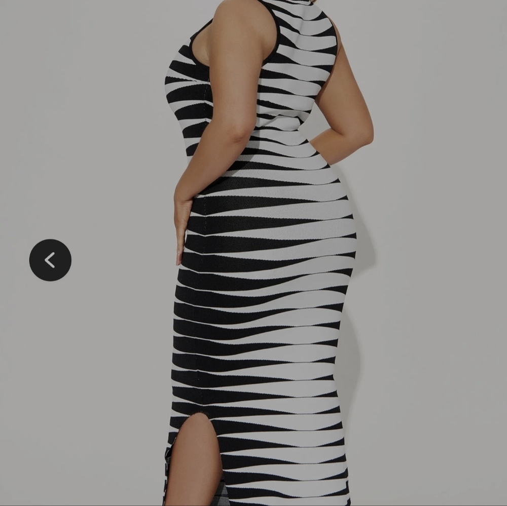 Fashion Nova Elegant Black and White Striped Dress